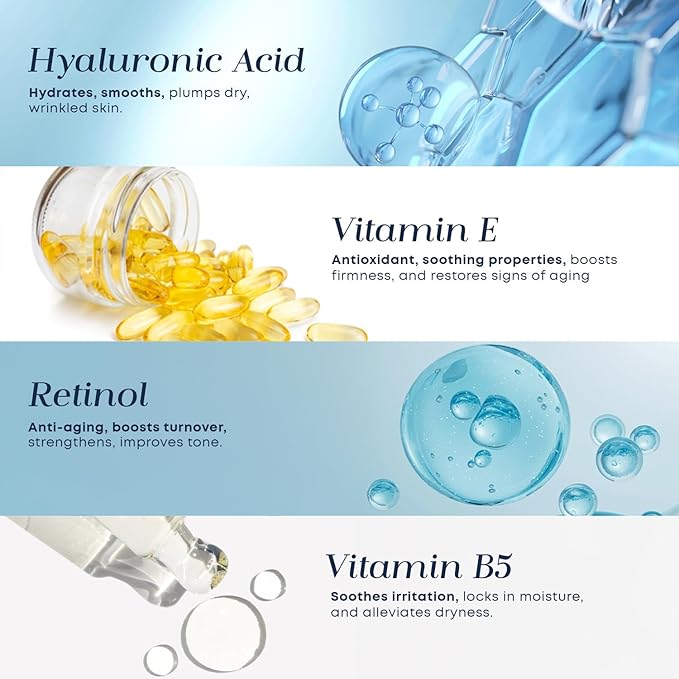 Glow Elixir Retinol Serum for Face with Hyaluronic Acid – Hydrating Anti-Aging Face Serum for Wrinkles Fine Lines & Uneven Skin Tone – Dermatologist Tested Korean Skin Care – Clean Beauty – 2.02 Fl Oz