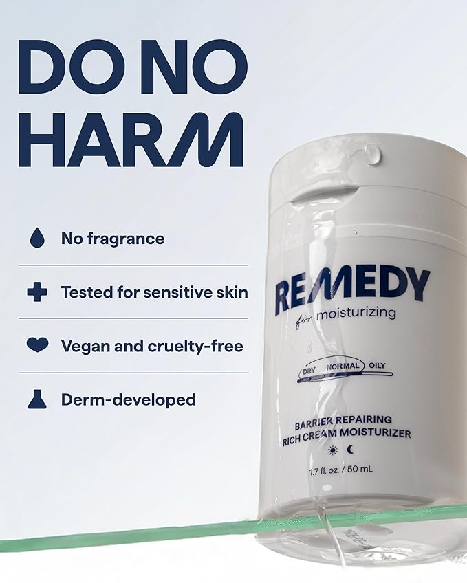 Remedy for Rich Moisture | Barrier Repairing Rich Cream Moisturizer for Normal to Dry Skin | Quadruple Ceramide Complex, Peptides, Squalane, Glycerin | By Dermatologist Dr. Shah, 1.7 fl. oz