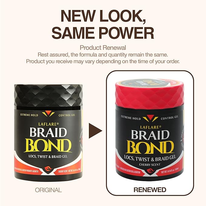 Laflare 430 ml Braid Bond Gel Bulk Extreme Hold for Natural & Kids Hair, Vegan, Nourishing, Braiding Hair, Twist Hair (Cherry)