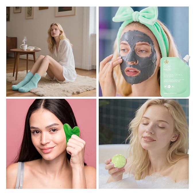 Valentines Day Gifts for Women, 55Pcs Tea Tree Face Sheet Mask Pack, Skin Care Set, Self Care Kit, Hydrogel Jelly Mask, Eye Gel, Under Eye Patches, Facial Serum Set, Christmas, Birthday, Mother Day