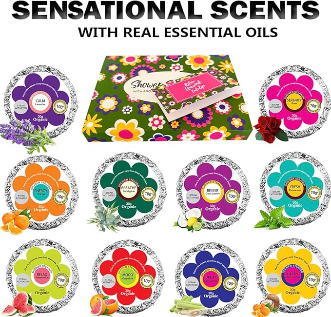 Shower Steamers for Women Gift Set, 24pc Shower Bombs Aromatherapy Gift Set w/Organic Essential Oils. Shower Melts, Bath Bombs for Shower, Easter Basket Essentials, Individually Wrapped, 4 Box, 6 Pack