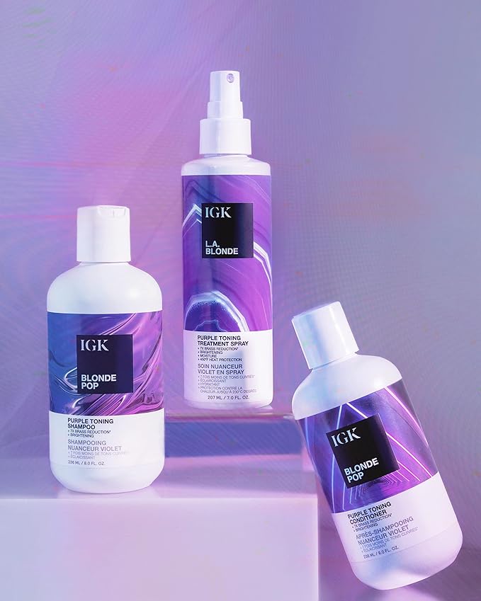 IGK BLONDE POP Purple Toning Shampoo Liter | Brighten + Neutralize Brass | Vegan + Cruelty Free | 33.8 Oz