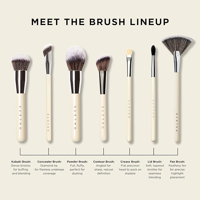 HALEYS Beauty Angled Contour Makeup Brush for Setting Powder, Cream, Foundation, Blush, Highlighter, Concealer, and Bronzer, Makeup Bag Essentials, Soft & Flexible Bristles, Vegan & Cruelty Free