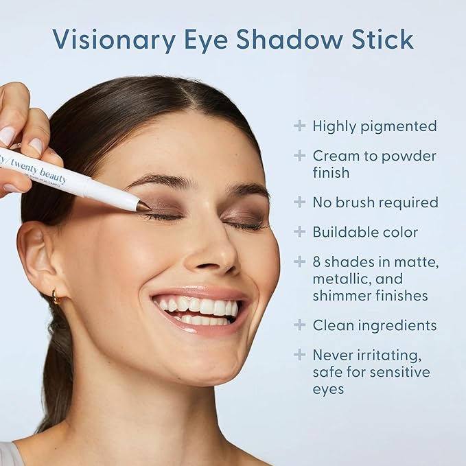 twenty/twenty beauty Visionary Eye Shadow Stick – Shimmer Cream Eye Shadow Pencil - Safe for Sensitive Eyes - Ophthalmologist Developed – Vegan, Cruelty-Free, Clean Ingredients (Love At First Sight)
