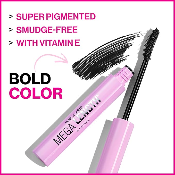 wet n wild Mascara - Lengthening, Vitamin E Enriched, Precision Comb Brush, Cruelty-Free, Gluten-Free, Sulfate-Free & Vegan - Very Black