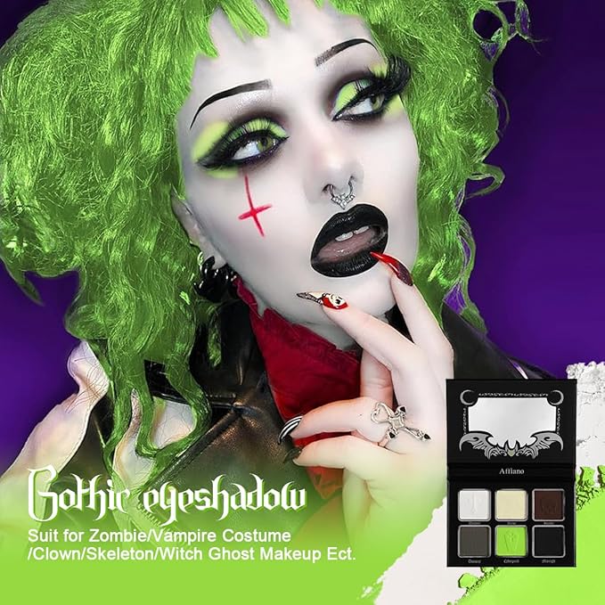 Green Brown Eyeshadow Palette, Highly Pigmented Bright Lime Green Christmas Makeup Palette, Blendable Matte Shimmer Wicked Goth Smoky Grunge Eyeshadow Pallet for Halloween Zombie Witch Monster, Vegan