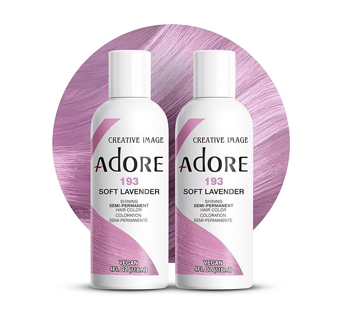 Adore Semi Permanent Hair Color (193 Soft Lavender) (2 Pack) | Vegan & Cruelty-Free Pink Hair Dye | No Ammonia, No Peroxide, No Alcohol | 4 Fl Oz