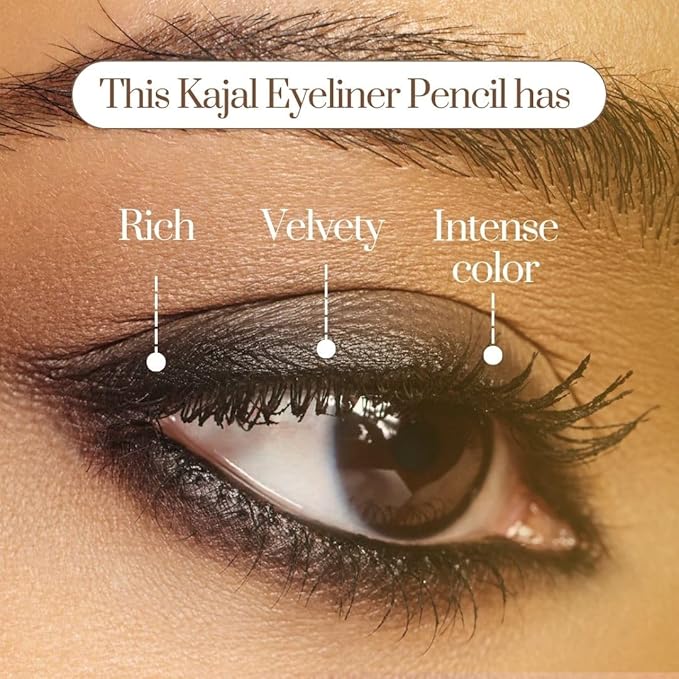Clean Smudge Eyeliner - Vegan Eye Pencil for Smokey Eye Looks - Rich Pigmented Velvet Formula with Anti-Oxidants - Traditional Indian Beauty Essential for Daily Wear - Black