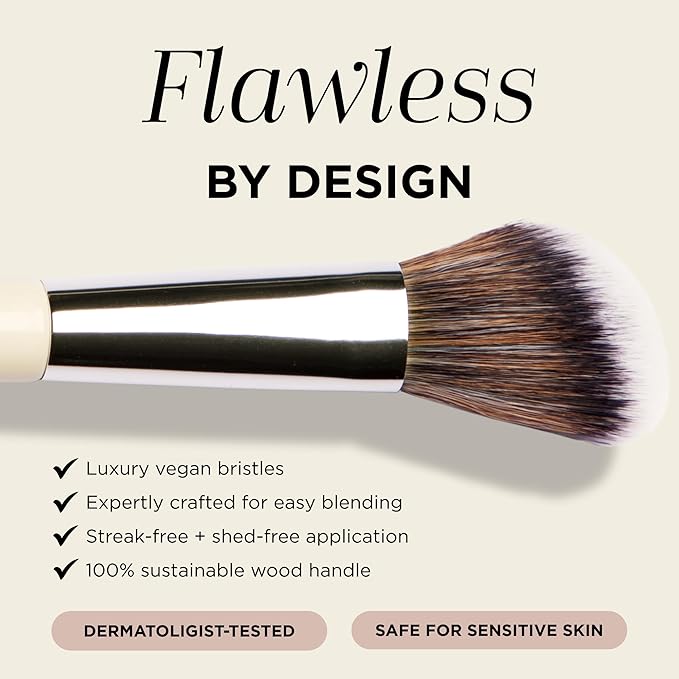 HALEYS Beauty Angled Contour Makeup Brush for Setting Powder, Cream, Foundation, Blush, Highlighter, Concealer, and Bronzer, Makeup Bag Essentials, Soft & Flexible Bristles, Vegan & Cruelty Free