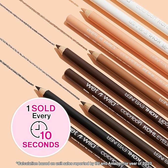 wet n wild Color Icon Kohl Eyeliner Pencil - Rich Hyper-Pigmented Color,Smooth Creamy Application,Long-Wearing Matte Finish Versatility,Cruelty-Free - Baby's Got Black,(Pack of 2)