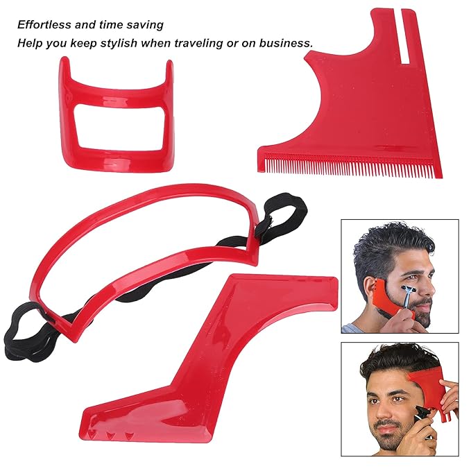 4Pcs Beard Shaping Tool Kit, Beard Shaper with Precise Templates for Men's Grooming, Hairline, Goatee or Neckline Styling