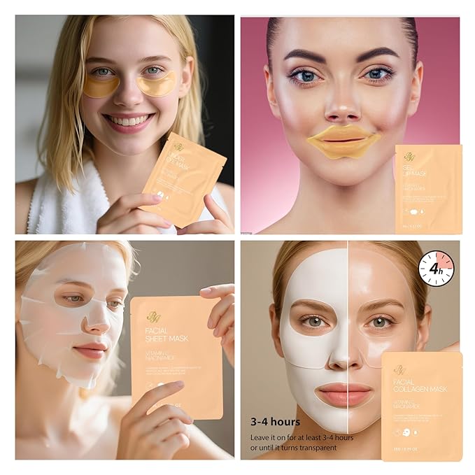 55 Pcs Valentines Day Gifts for Women, Orange Gel Overnight Mask, Skin Care Kit, Self-Care Spa Set, Bath & Body Care Basket Gift Set, Face Sheet Mask, Face Serum, Christmas, Mother Day