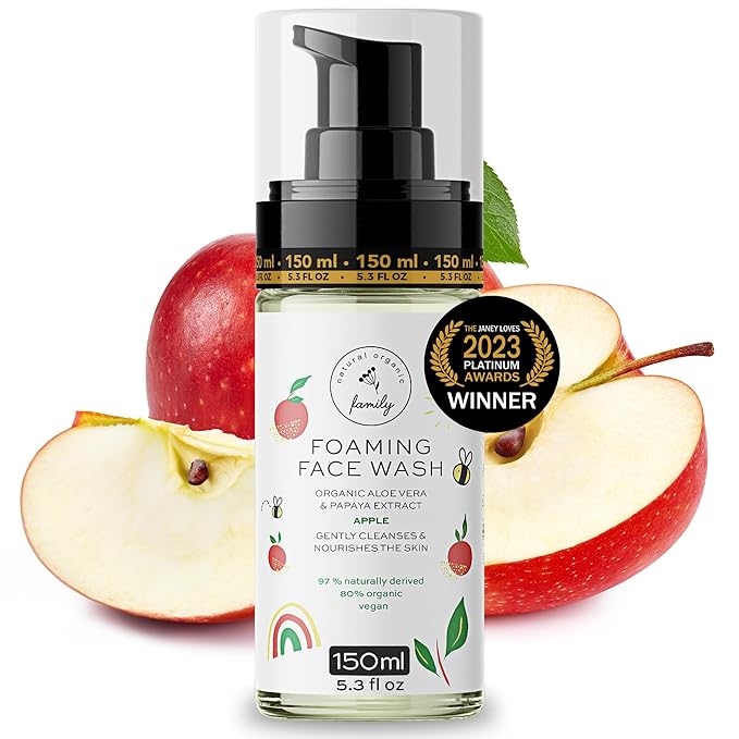 Kids Organic Foaming Face Wash - Natural Skincare for Teen Girls 10-12 - Hydrating Exfoliating & Non Toxic Moisturizer Soap for Tweens & Preteens