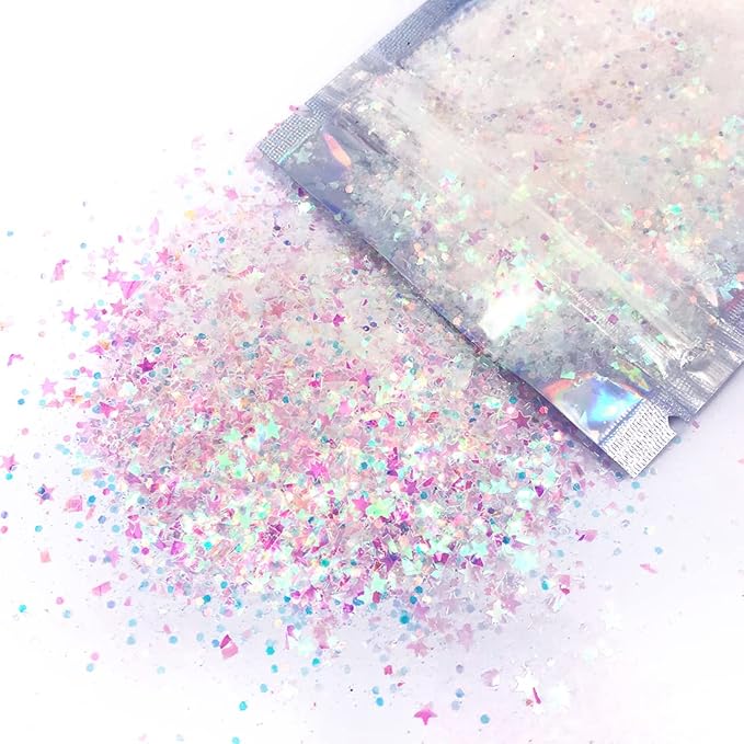 Iridescent Face & Body Glitter - Chunky Glitter - Uses Include: Holidays, Cheerleading, Festival, Rave, Hair, Makeup, Face, Body, Nails, Resin, Arts & Crafts, Resin, Tumblers, Bath Bombs
