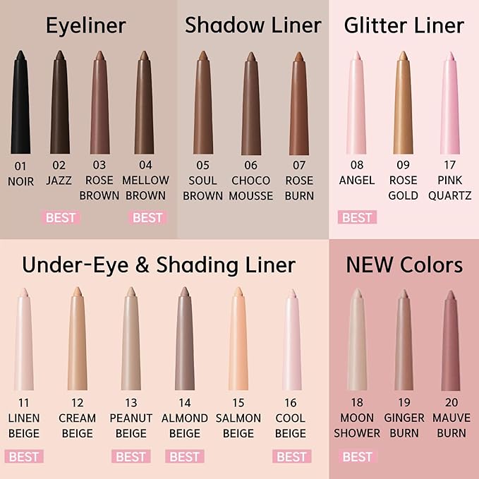 BBIA Last Auto Gel Eyeliner 17 Color – Multi-Use Longwear & Waterproof Mechanical Eye Liner Easy Drawing with Smooth Texture Smudge-Resistant Shadow & Glitter Vegan Korea Eye Makeup (11 LINEN BEIGE)