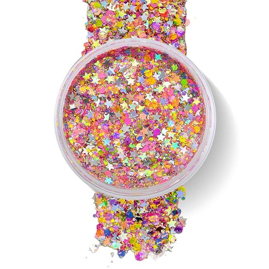 Rainbow Neon - Holographic Body Glitter Gel for Body, Face, Hair - Vegan & Cruelty Free - Electric Bliss Beauty