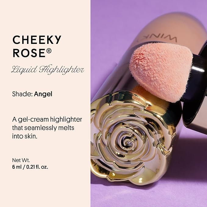 Winky Lux Cheeky Rose Liquid Highlighter - Gel Cream, Blendable & Buildable Pigment, Long Lasting Weightless Dewy Finish, Soft Pink, Angel
