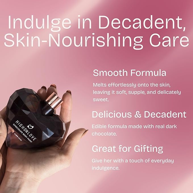 High On Love Dark Chocolate Body Paint - Vegan, All Natural Body & Face Paint Made with Real Cocoa and Hemp Seed Oil - Ingestible, Easy to Clean & Safe for Sensitive Skin (100ml)