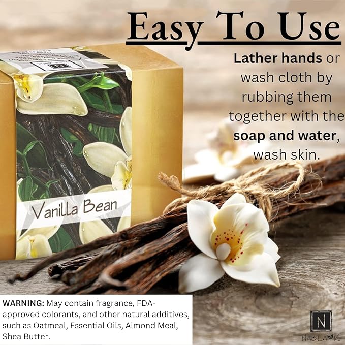 Glycerin Bar Soap Vanilla Bean Scent - Natural, Vegan-Friendly, Hypoallergenic - Moisturizing and Hydrating with 100% Vegetable Glycerin - Sulfate-Free, Paraben-Free, Chemical-Free - 4.5 oz