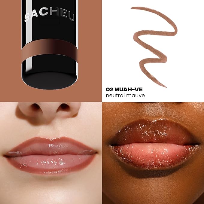 Sacheu Blushing MUAH-ve Bundle — High Pigment, Buildable, Long Lasting Luminous Glow in a Lightweight, Dewy Finish — Includes Lip Liner, Lip Elixir, & Cheek STAY-N