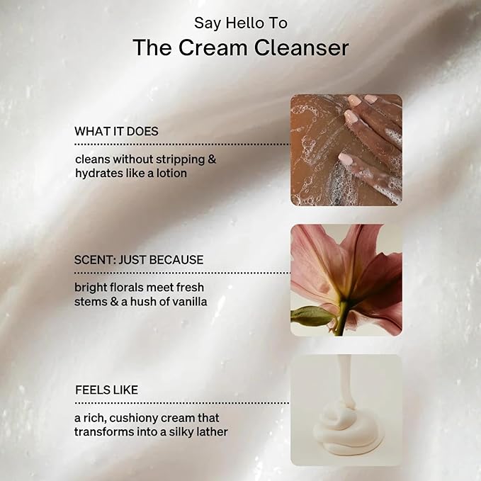 Loved01 Gentle Cream Cleanser for Face & Body, John Legend Skincare, Just Because Floral Scent, Daily Hydrating Wash with Rosehip Oil, For Dry & Sensitive Skin, Vegan & Cruelty-Free, 2-Pack, 6 oz each