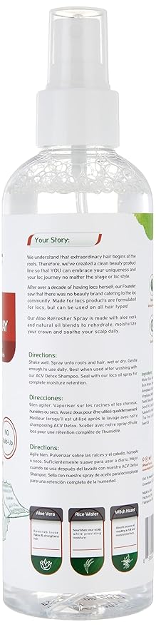 Made For Locs Vegan Aloe Refresher Spray | Hydrating Moisturizer for Locs & Dreadlocks, Natural Hair Care | Nourishing Locs Spray with Aloe Vera, 8 oz (Pack of 2)
