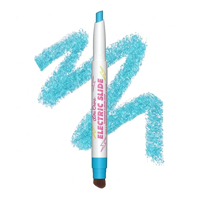 Lime Crime Electric Slide Eyeshadow & Brush Stick, Chill Pill (Metallic Teal) - Lightweight 2-in-1 Eyeshadow Smudge Stick with Angled Brush for Long Lasting Bold Color - Vegan