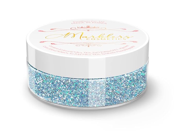 MARBLERS Holographic Face & Body Glitter [Unicorn Blue] 0.18oz (5g) | Fine | Non-Toxic | Vegan | Cruelty-Free | Festival, Rave & Party Makeup | Eye, Hair, Nail Polish, Eyeshadow | Nail Art | Gel Nail