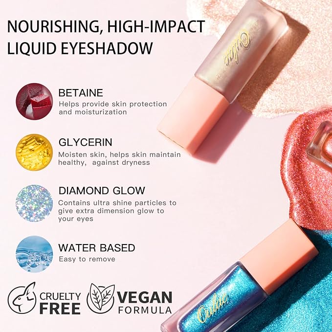 Oulac Liquid Glitter Eyeshadow Liquid Eyeshadow Green Eye shadow Shimmer Liquid Eyeliner Non-sticky One-Swipe Coverage with Quick-Drying Crease-resistant Formula.Vegan & Cruelty-Free.(11)