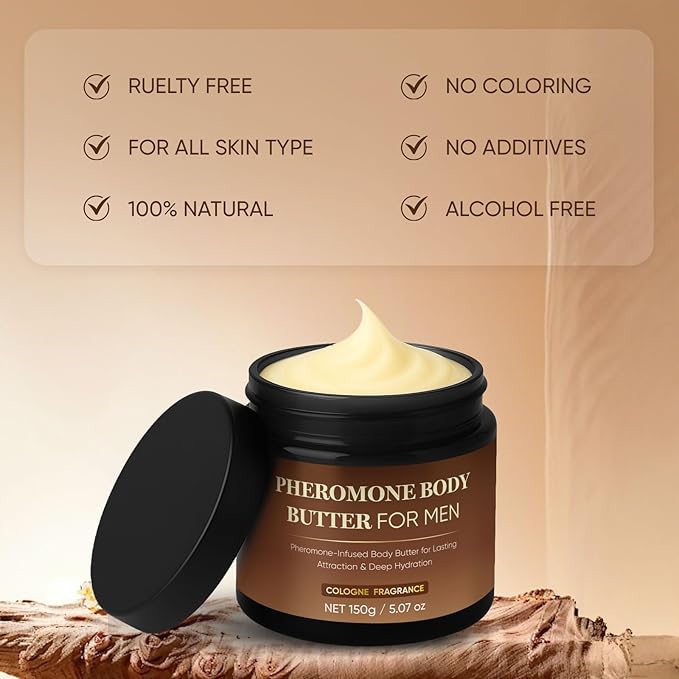 Pheromone Body Butter, Cologne Body Cream for Men with Shea & Cocoa Butter, Coconut Oil,Non-Greasy, Alcohol-Free, Vegan, Moisturizing Formula with Long-Lasting Fragrance | 5oz (2)