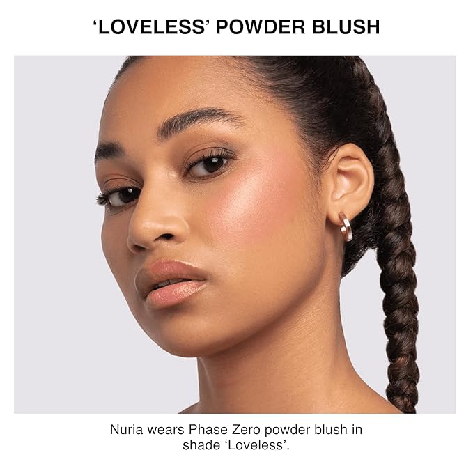 Phase Zero Makeup Powder Blusher | "Loveless" - 5g / 0.18 oz. | Full Coverage, Natural Blush - Soft, Buildable Pink, Coral, Peach & Golden Hues | Matte & Shimmering Shades Gives Cheeks a Radiant Glow
