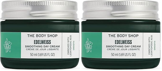 The Body Shop Edelweiss Smoothing Day Cream – For Smoother Looking Skin – Vegan – 50ml (Pack of 2)