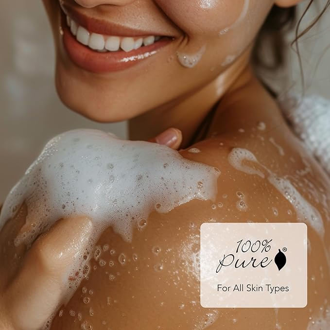 100% PURE Coconut Lime Shower Gel Natural Foaming & Hydrating Body Wash - Deeply Moisturizing Gentle Soap Cleanser for All Skin Types, Even Sensitive - Gluten-Free - 16 Fl Oz