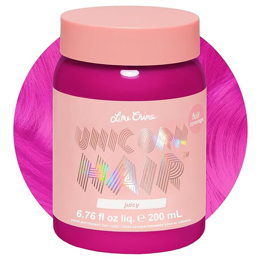 Lime Crime Full Coverage Unicorn Hair Dye, Juicy - Damage-Free Semi-Permanent Hair Color Conditions & Moisturizes - Temporary Hair Tint Kit Has A Sugary Citrus Vanilla Scent - Vegan