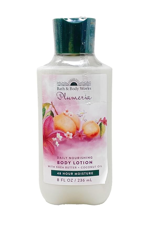 Bath & Body Works Plumeria- Trio Gift Set - Body Cream, Body Wash and Body Lotion with a Wild Jasmine Bar Soap.