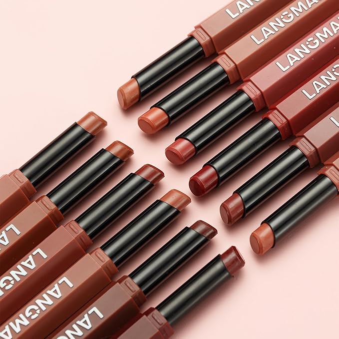 Jolilab 10Pcs Velvet Matte Lipstick Nude Matte Soft Dark Color Stick High Pigmented Long-Lasting Waterproof Lip Stick Lip Balm Beauty Cosmetics Gift for Women(Curated 10-Shade Set)