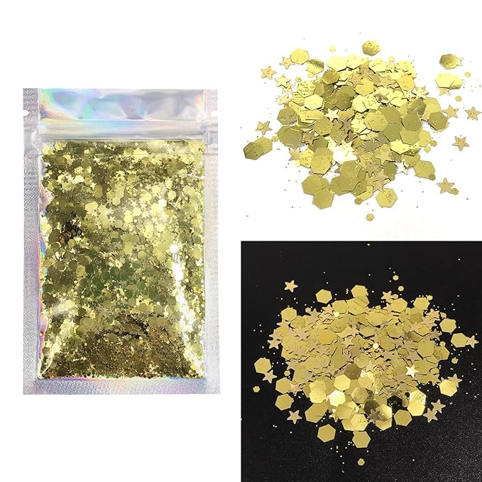 Gold - Face & Body Chunky Glitter - Hair, Makeup, Face, Body, Nails, Resin, Slime, Bath-Bombs, Candles, Arts & Crafts, and More - Solvent Resistant