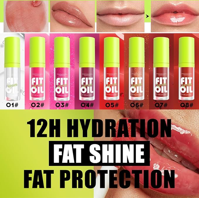 8 Colors Lip Plumping Gloss With Big Brush Head, Moisturizing Formula, Visibly Defines & Plumps Lips Repairing Lightening Lines Fresh Clear Smooth Care (# 01)