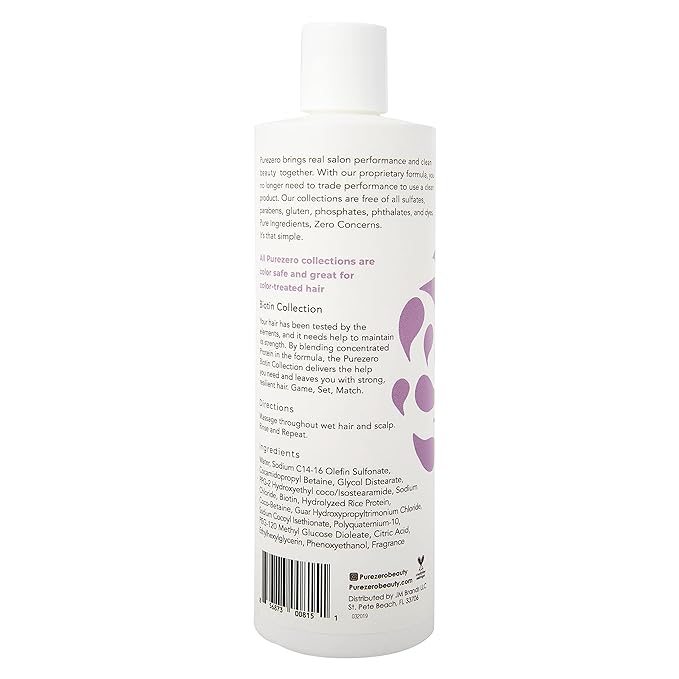 Purezero Biotin Shampoo & Conditioner Set - Anti Thinning Formula - Volumizing, Thicker, Fuller Hair - Zero Sulfates, Parabens, Dyes, Gluten - 100% Vegan & Cruelty Free (12 Fl Oz (Pack of 2))