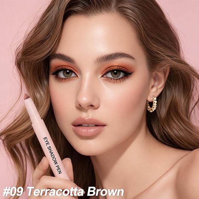 Erinde Terracotta Brown Eyeshadow Stick, Waterproof Matte Eye Shadow Sticks, Cream Eye Shadow Pencil Crayon, Buildable & Blendable Long-Lasting Eyeshadow for Older Women, Vegan & Cruelty-Free, B09