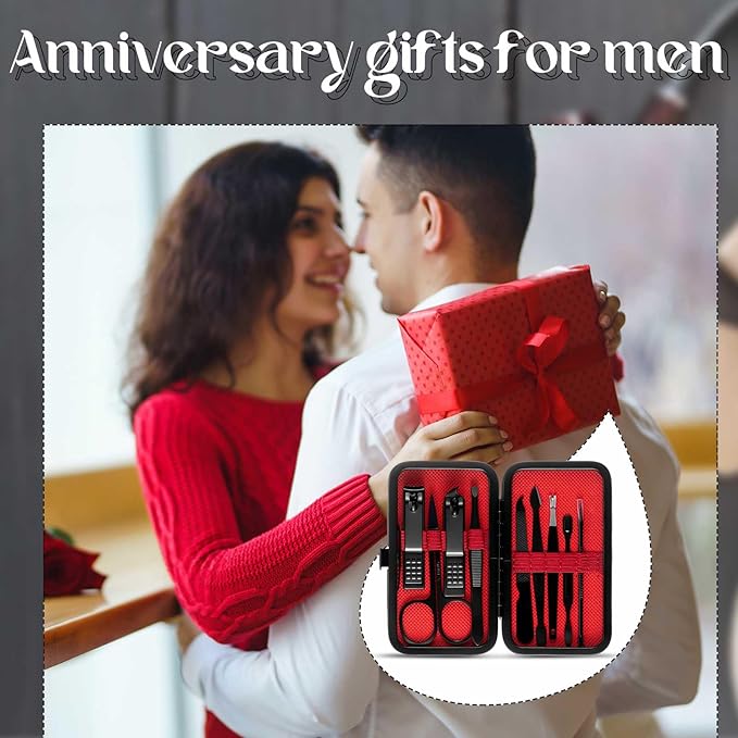 Manicure Sets for Husband Men Valentine Birthday Favor Gifts Nail Clippers Kit 9 in 1 Stainless Steel Nail Cutting Pedicure Tools Accessories Personal Care