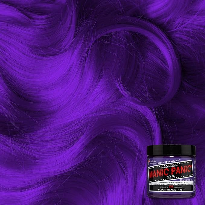 MANIC PANIC Classic Electric Amethyst Semi Permanent Hair Color - Bright Purple Hair Dye for Women & Men That Lasts 4-6 Weeks - Vegan, Ammonia & Cruelty-Free - Create & Mix Custom Shades (4oz / 2pk)
