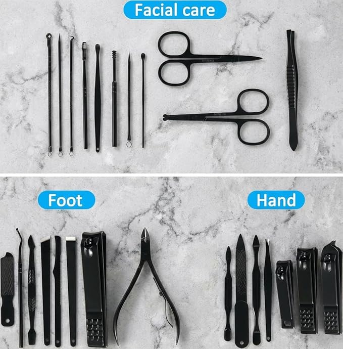Manicure Set Professional Nail Clipper Kit-26 Pieces Stainless Steel Manicure Kit,Nail Care Tools with Luxurious Travel Case (Brown)