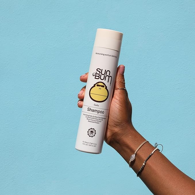 Sun Bum Curls Shampoo - Moisturizing Hair Treatment for Wavy and Curly Hair - Frizz Free Finish - Enrich with Coconut Oil and Seaweed Protein - UV Protecting - Vegan and Cruelty Free - 10 oz