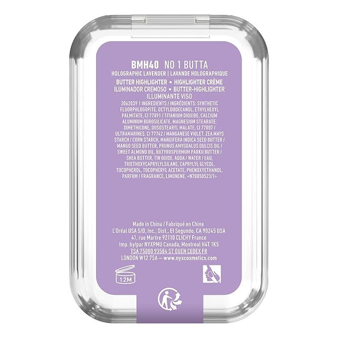NYX PROFESSIONAL MAKEUP Buttermelt Highlighter, Powder Highlighter Makeup, With Up to 12H Wear and High Impact Glow - 40 No 1 Butta (Holographic Lavender)