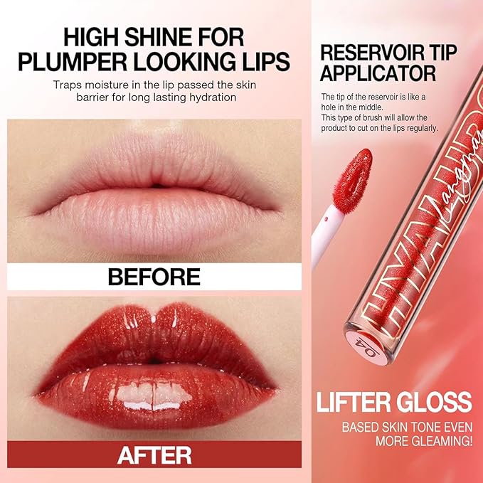 Nude Pink Lip Gloss Lip Plumper Gloss Tinted Glitter Lipgloss Lip Oil Teens Moisturizing Lipstick Lip Balm High Shine And Vegan Plumping Lip Gloss For Women Girls Long-Lasting Dry Lip Care (03)