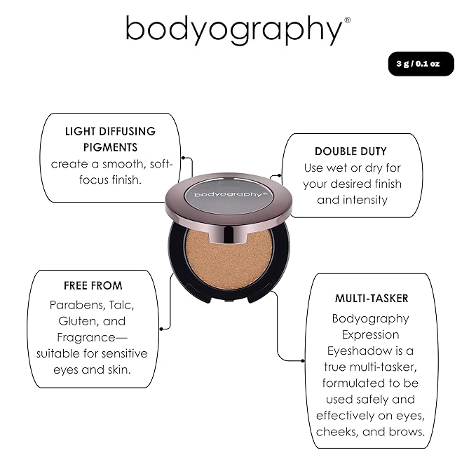 Bodyography Expressions Eye Shadow – Raven (Black (Matte)) - Multi-Functional, Long-Wearing Powder for Eyes, Cheeks & Brows - Buildable, Silky Finish - Vegan, Talc-Free