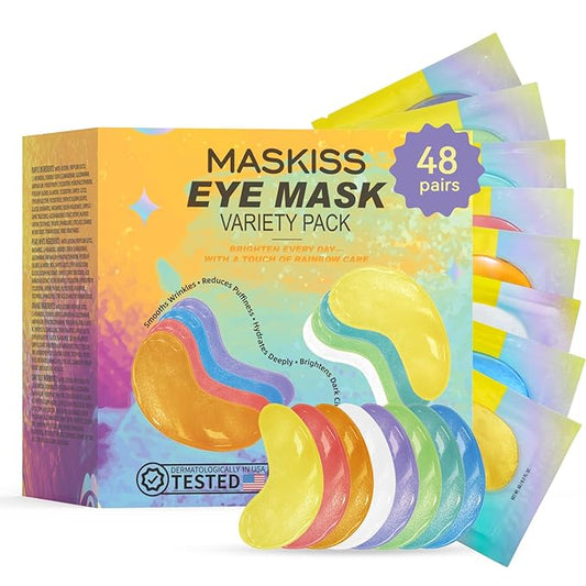 Under Eye Patches Variety Pack (48 Pairs), Easter Gifts for Her, Eye Masks for Dark Circles Puffy Eyes With 8 Colors (6 Pairs/Color), Vegan Skin Care Gifts for Women