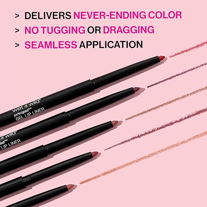 wet n wild Lip Liner, Red The Scene, Matte | Retractable | Gel Formula | Pack of 2 | Perfect Pout