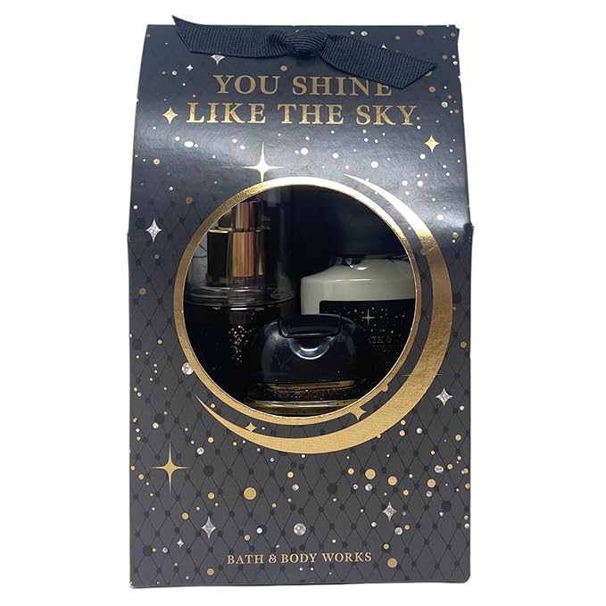 Bath & Body Works Into The Night You Shine Like The Sky Gift Set - Fragrance Mist - Body Lotion and Hand Gel - with a Natural Oats Sample Soap - Travel Size